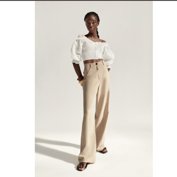 Zara Textured CROP TOP WHITE Size L NEW WITH TAG! - Picture 1 of 5